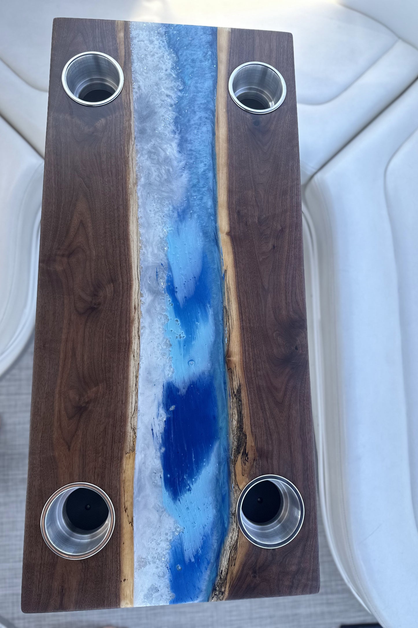 Black Walnut Epoxy River Table (Transom or Cockpit Table)