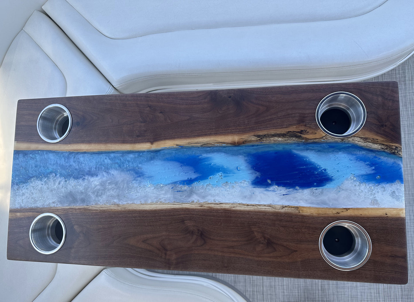 Black Walnut Epoxy River Table (Transom or Cockpit Table)