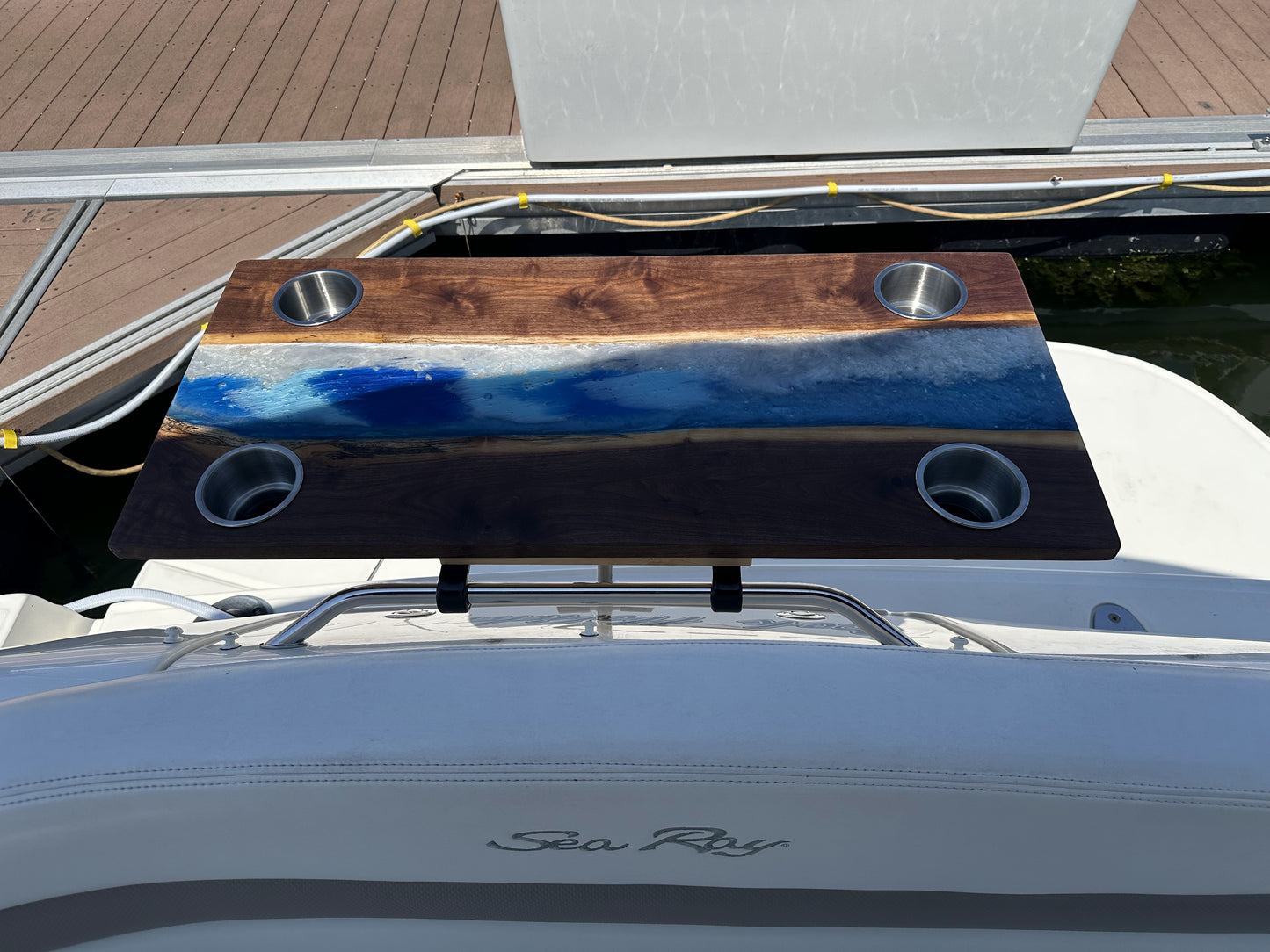 Black Walnut Epoxy River Table (Transom or Cockpit Table)