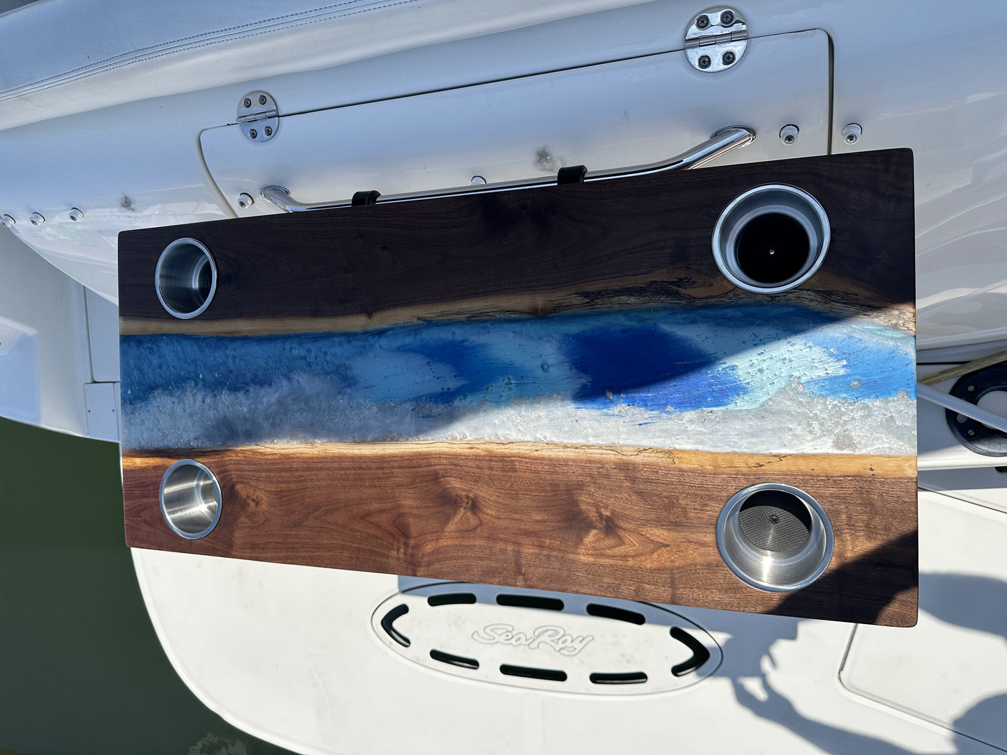 Black Walnut Epoxy River Table (Transom or Cockpit Table)