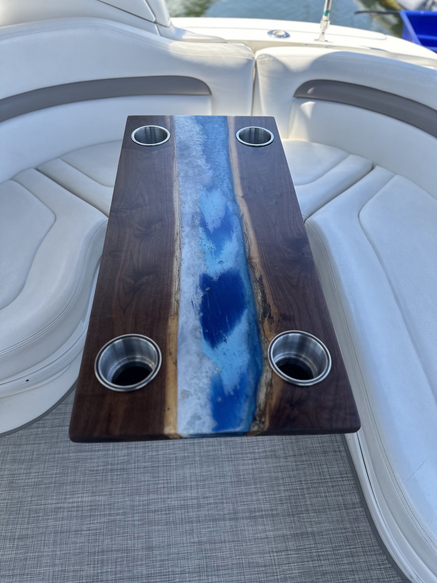Black Walnut Epoxy River Table (Transom or Cockpit Table)