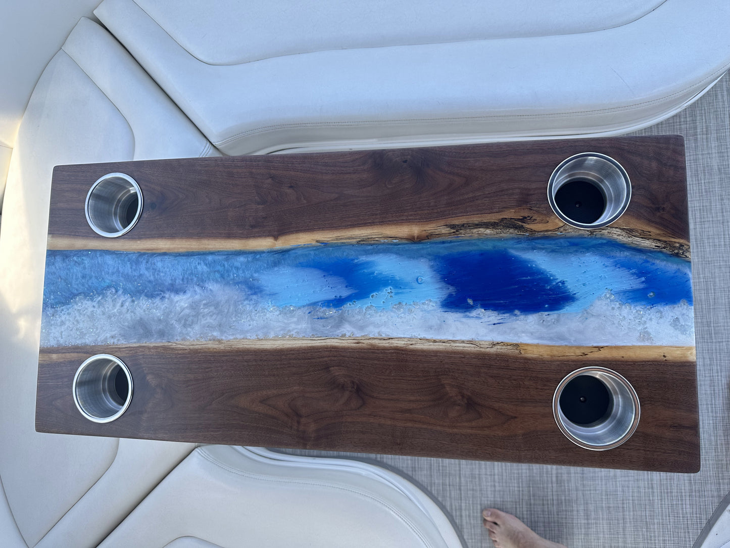 Black Walnut Epoxy River Table (Transom or Cockpit Table)