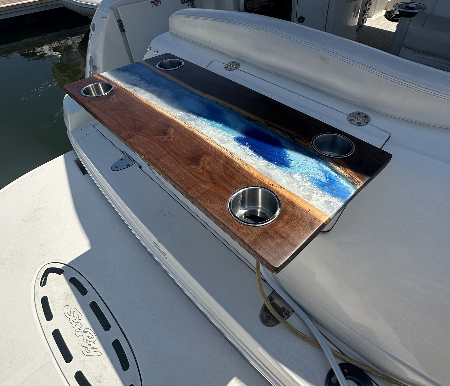 Black Walnut Epoxy River Table (Transom or Cockpit Table)