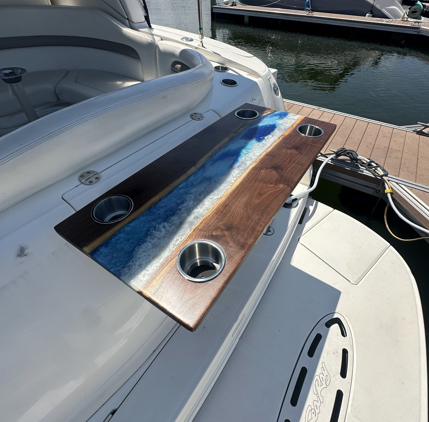 Black Walnut Epoxy River Table (Transom or Cockpit Table)